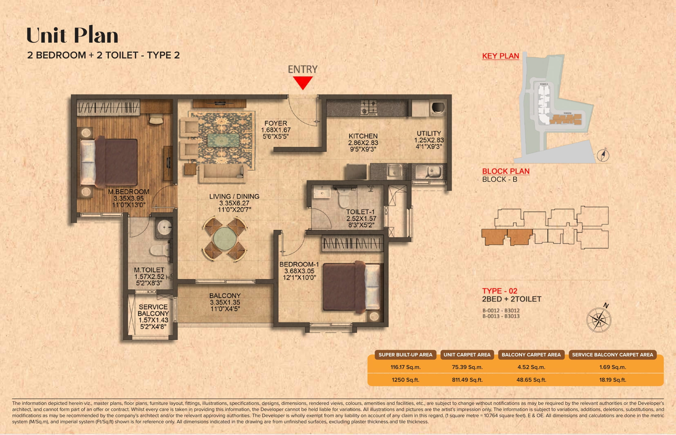 Brigade Citrine 2 BHK Floor Plan