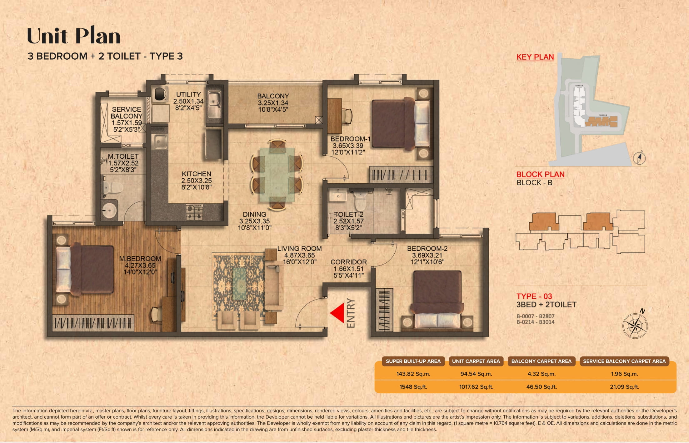 Brigade Citrine 3 BHK Floor Plan