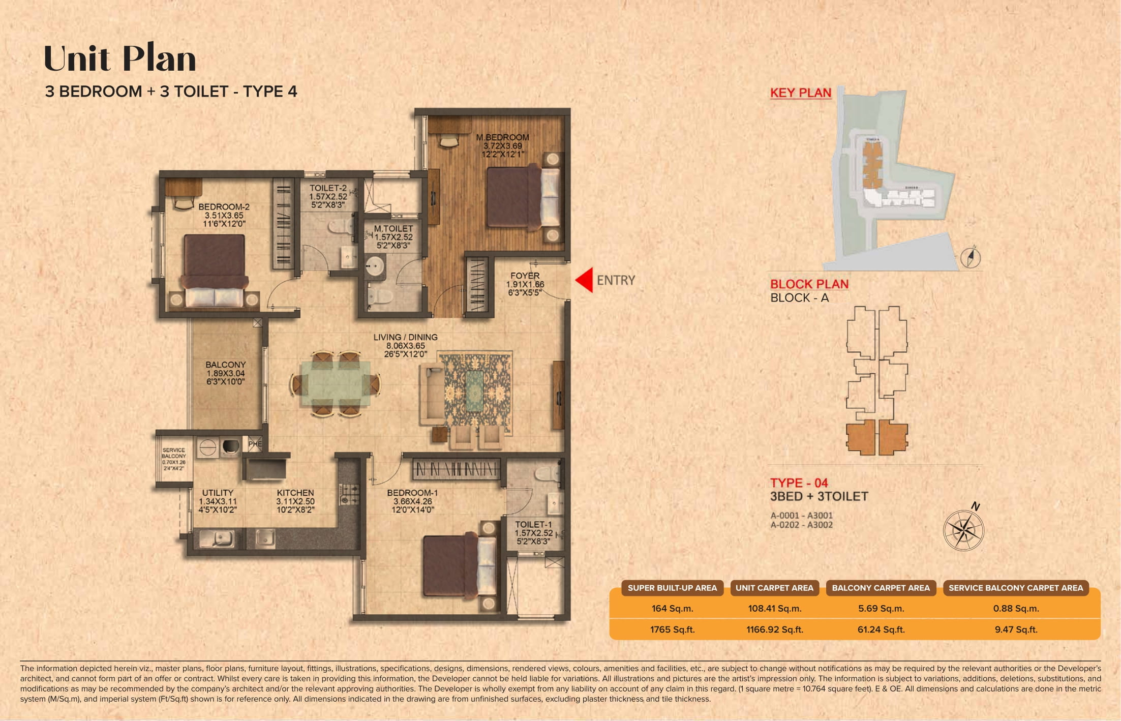 Brigade Citrine 3 BHK Floor Plan