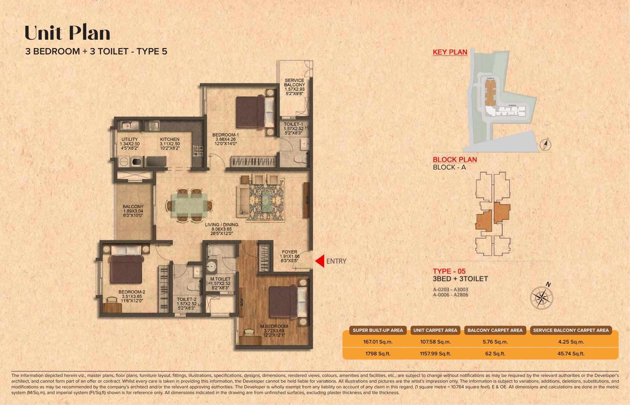 Brigade Citrine 3 BHK Floor Plan