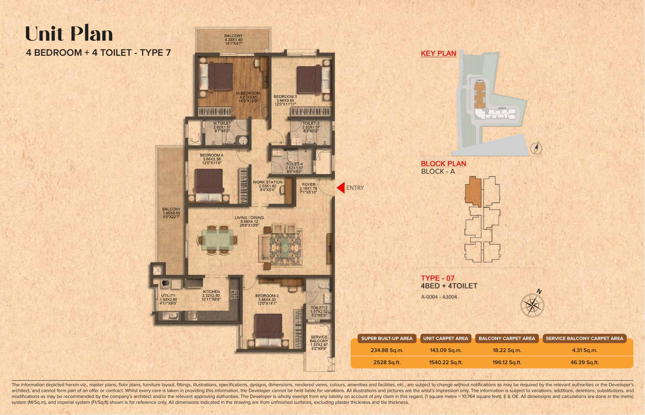 Brigade Citrine 4 BHK Floor Plan
