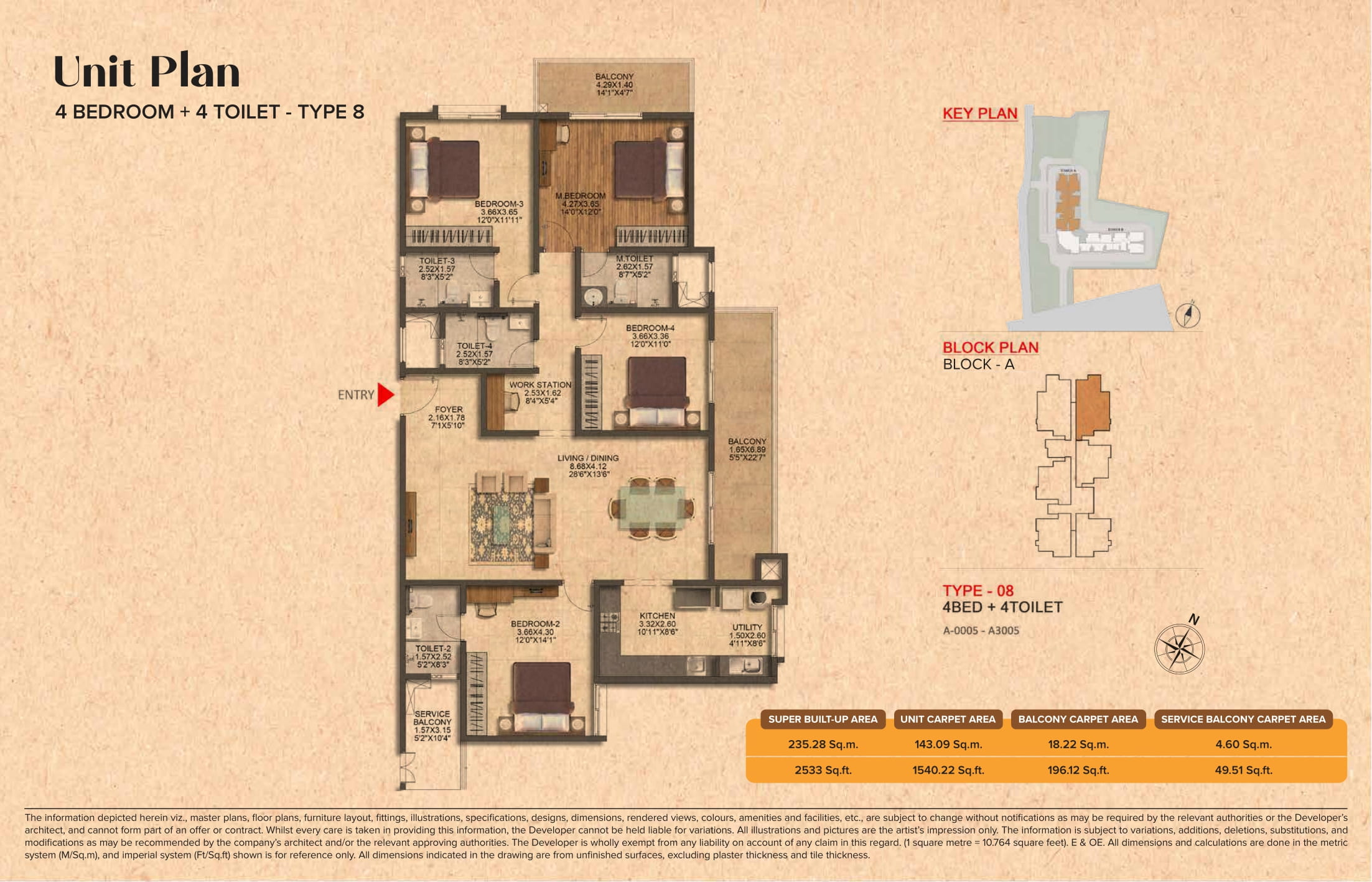 Brigade Citrine 4 BHK Floor Plan