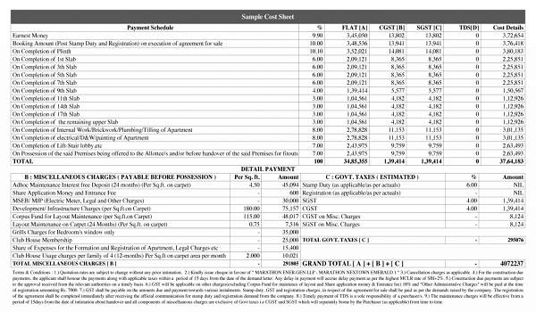 Brigade Citrine Cost Sheet